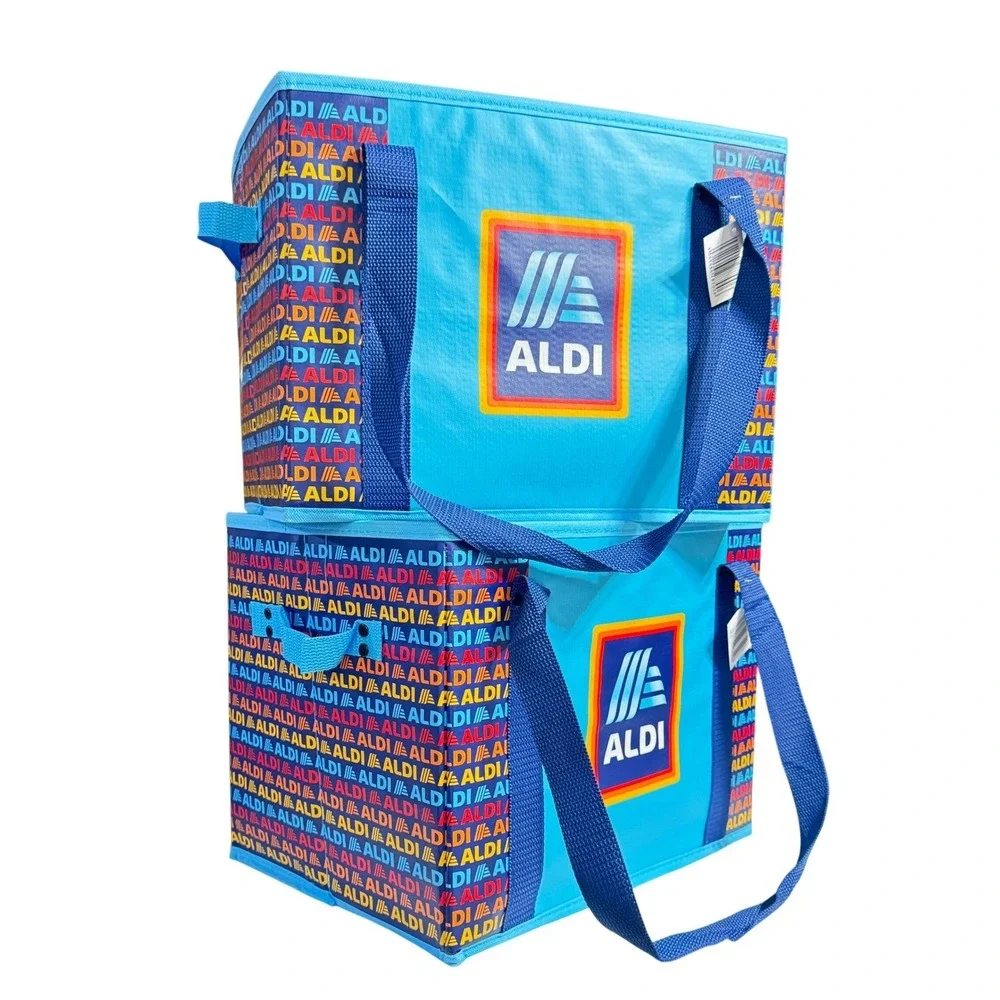 ALDI‎ Collapsible Box Bags 2 Pack 14x10x11 Blue Navy Colorful NWT